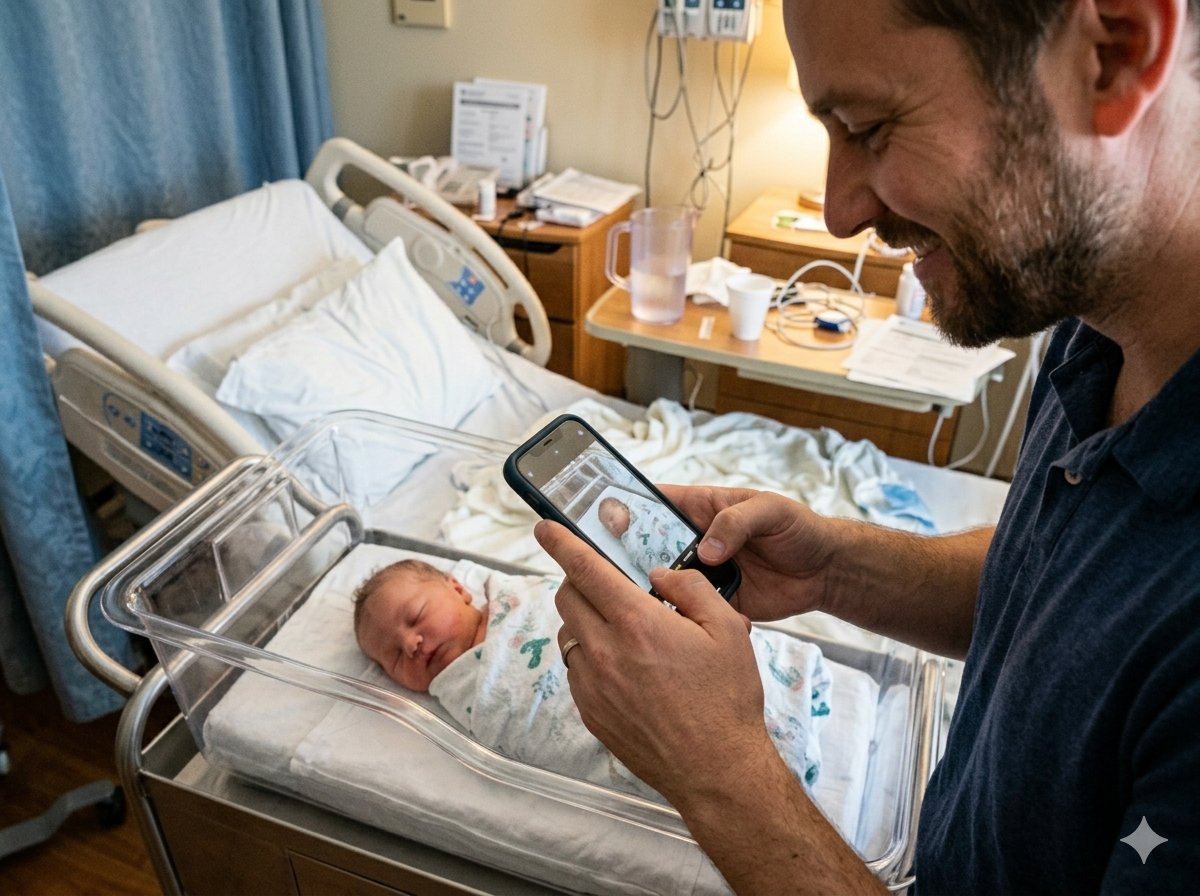 Nahaufnahme der winzigen Hände eines Neugeborenen, die den Finger der Mutter umklammern