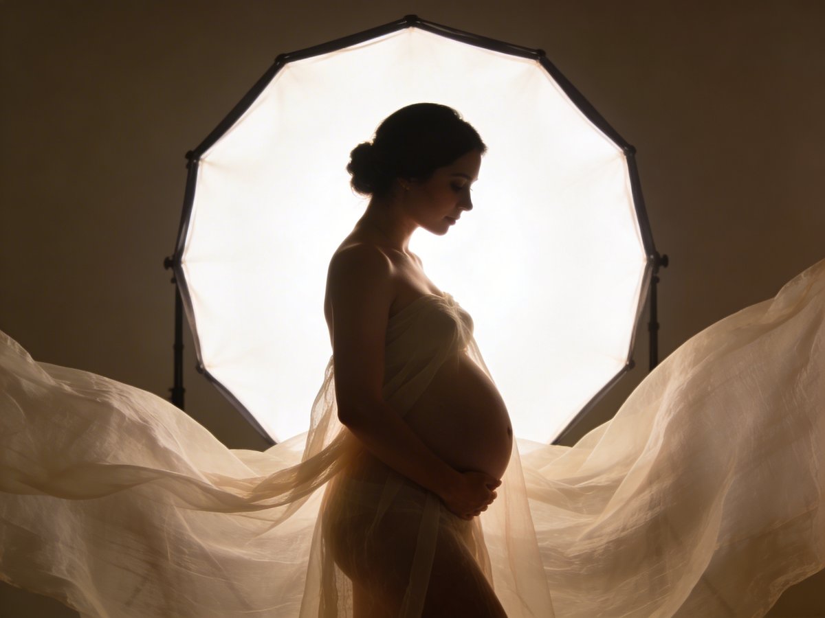 Auswahl fließender Kleider und geeigneter Outfits für ein Schwangerschafts-Shooting